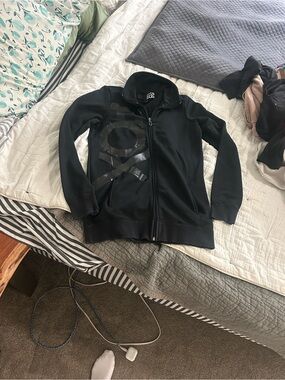 Fox Black Zip-Up Hoodie with Gloss Logo